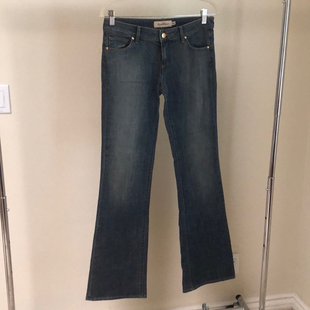 Raven Denim blue grayish hue slight flared jeans